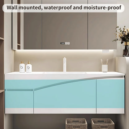 44"- 60" White Wall Mounted Defogging Bathroom Vanity Set with Sink