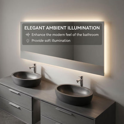 60"-96"Dark Gray Floating Bathroom Vanity with Double Vessel Sinks & Open Storage
