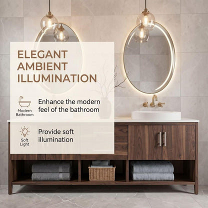 60"-96"Walnut Bathroom Vanity with Double Vessel Sinks & Storage Drawers