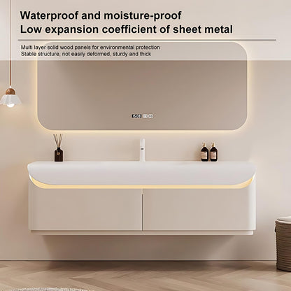 36"- 60" Large Storage Floating Bath Vanity Set with Illuminated Mirror and Sink