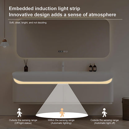 36"- 60" Large Storage Floating Bath Vanity Set with Illuminated Mirror and Sink