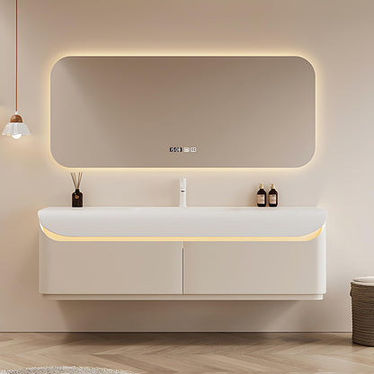 36"- 60" Large Storage Floating Bath Vanity Set with Illuminated Mirror and Sink