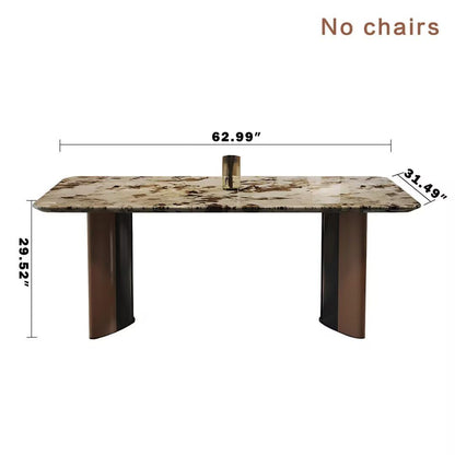 55.11"-70.86"Modern Luxury Marble Dining Table Set with 6 Upholstered Chairs for Home