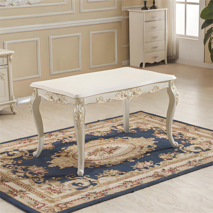 59"-62"Luxury Vintage Dining Table, Curved Legs & Intricate Floral Details