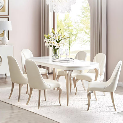 62"Luxury Oval Marble Dining Table with Gold Trim Legs for 6-8 People