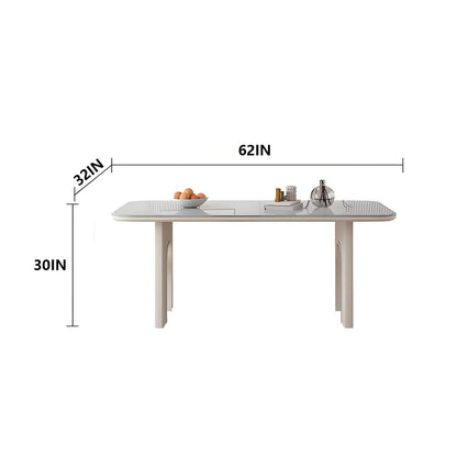 62"-78"Modern Cream White Dining Table with Unique Arched Legs for 4-6 People