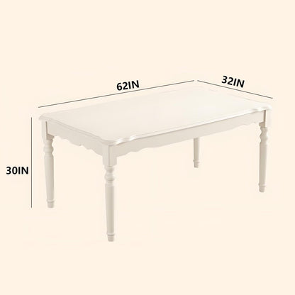 62"-78"Vintage White Wooden Dining Table, Classic Farmhouse Style
