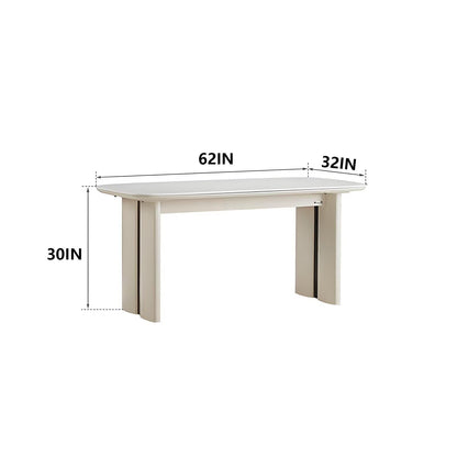 62"-78"Modern Cream White Extendable Dining Table with Glossy Sintered Stone Top