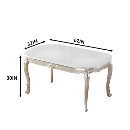 59"-62"Luxury European Dining Table, Oval Marble-Like Top with Curved Gold Legs
