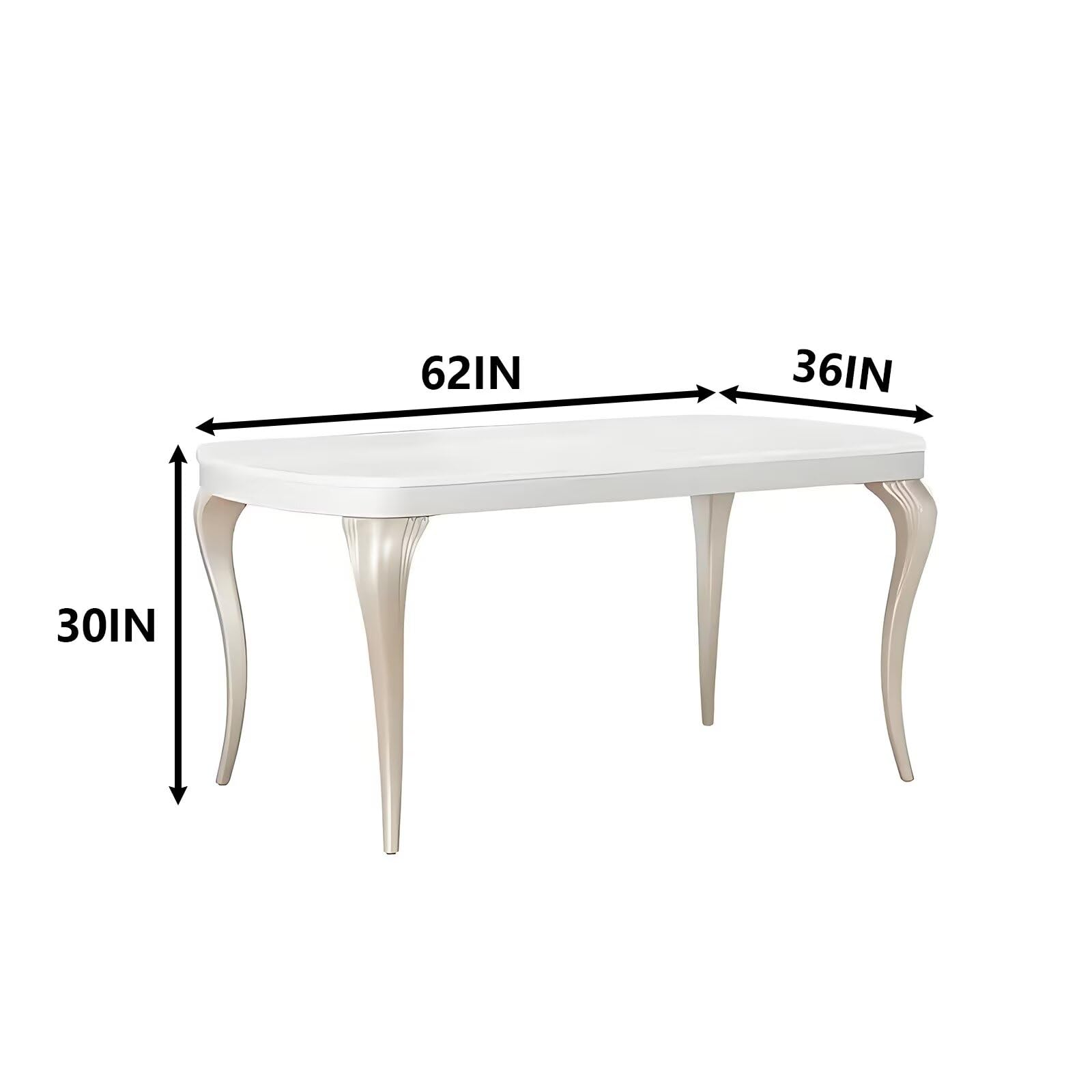 62"Luxury Oval Marble Dining Table with Gold Trim Legs for 6-8 People
