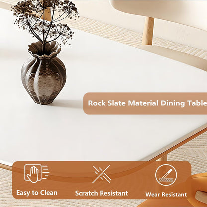 62"-78"Contemporary Mid-Century Dining Table, Neutral Tone with Wood Accents