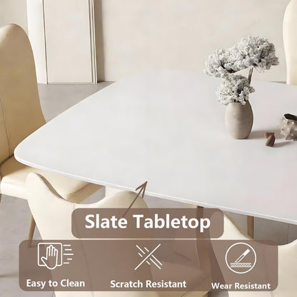 62"-78"Cream Style Sintered Stone Dining Table with Unique Curved Legs for 4-6