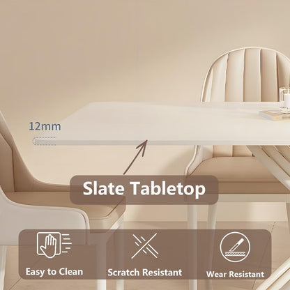 62"-78"Modern Cream White Dining Table with Unique X-Shaped Base