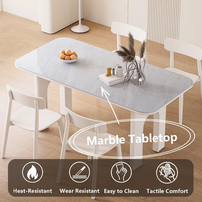 62"-78"Modern Cream White Dining Table with Unique Arched Legs for 4-6 People