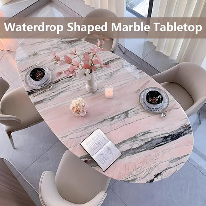 62"-78"Luxury Round Dining Table with Marble Top & Polished Chrome Base for 4-6