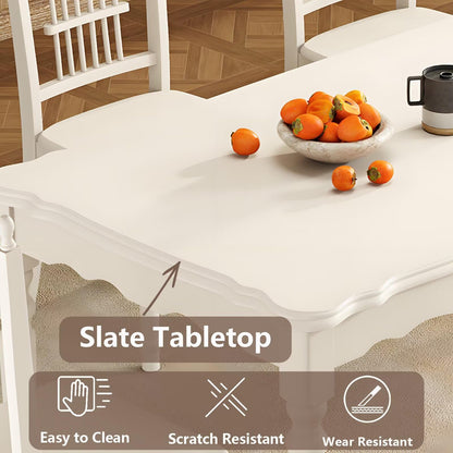 62"-78"Vintage White Wooden Dining Table, Classic Farmhouse Style