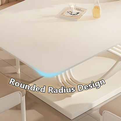 62"-78"Modern Cream White Dining Table with Unique X-Shaped Base