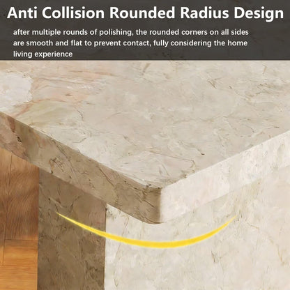 62"-78"Modern Rectangular Dining Table with Natural Marble Top & Thick Block Legs