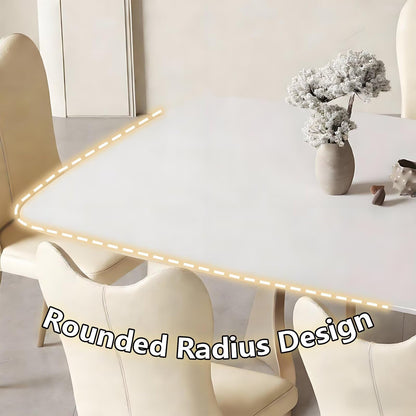62"-78"Cream Style Sintered Stone Dining Table with Unique Curved Legs for 4-6