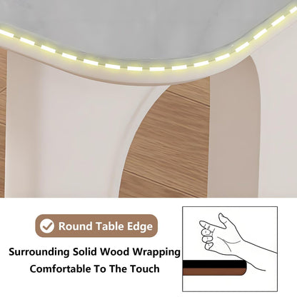 62"-78"Modern Cream White Dining Table with Unique Arched Legs for 4-6 People