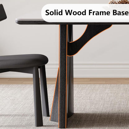 62"-78"Elegant Mid-Century Dining Table, Rounded Edge Top with Solid Wood Supports