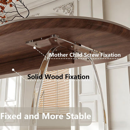 62"-78"Modern Oval Dining Table with Sintered Stone Top & Acrylic Legs for 4-6 People