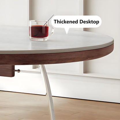 62"-78"Modern Oval Dining Table with Sintered Stone Top & Acrylic Legs for 4-6 People
