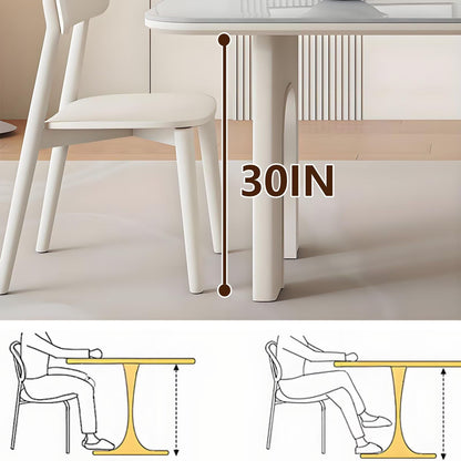 62"-78"Modern Cream White Dining Table with Unique Arched Legs for 4-6 People