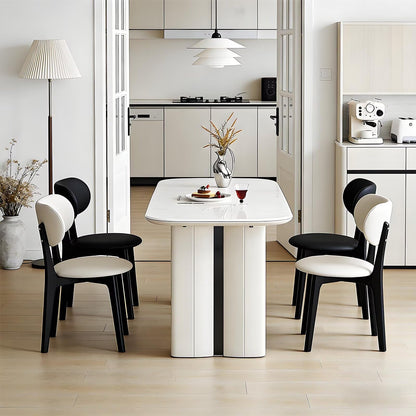 62"-78"Modern Cream White Extendable Dining Table with Glossy Sintered Stone Top