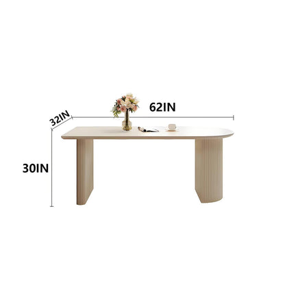62"-78"Contemporary Oval Dining Table, Sintered Stone Top with Ribbed Pedestal Base