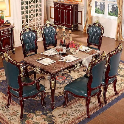 51‘’-71‘’ Luxurious Dining Table with Gold-Toned Carved Design Craftsmanship(No Chairs)