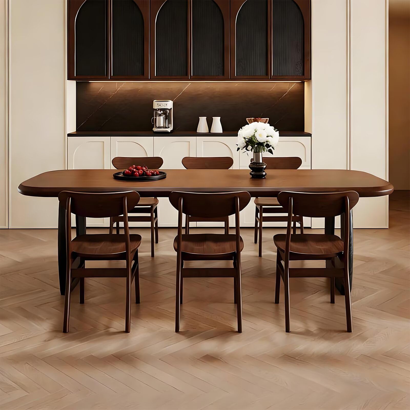62"-78"Modern Farmhouse Wood Dining Table, Sturdy Base for Family Kitchen & Meals