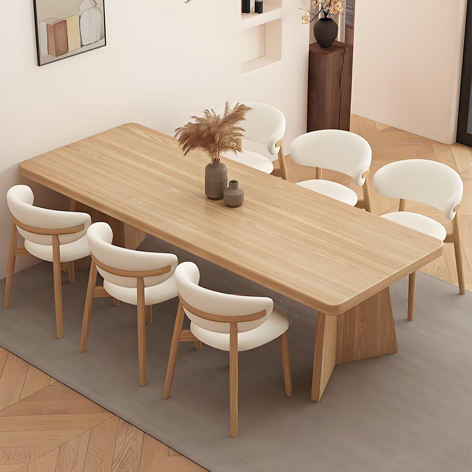 62“-78”Modern Light Wood Dining Table, Sturdy Base, for Home Dining Room & Restaurant Use