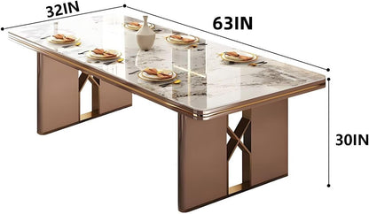 62"-78"Luxury Sintered Stone Dining Table with 8 PU Leather Chairs