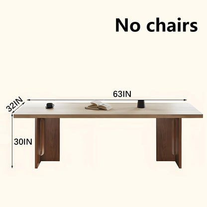 63"-79"Natural Stone Top Dining Table with Walnut Frame