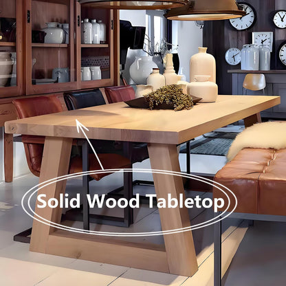 62"-78"Rustic Natural Wood Dining Table, Heavy Duty Rectangular Table