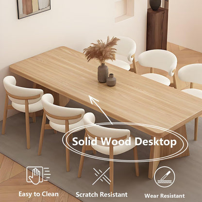 62“-78”Modern Light Wood Dining Table, Sturdy Base, for Home Dining Room & Restaurant Use