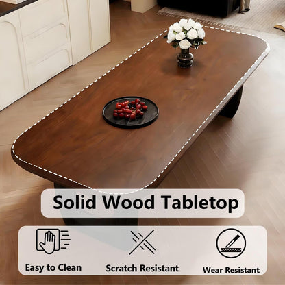 62"-78"Modern Farmhouse Wood Dining Table, Sturdy Base for Family Kitchen & Meals