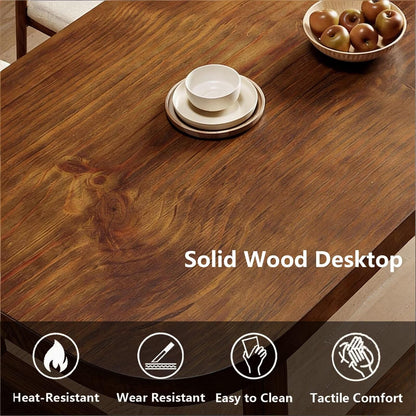 62"-78"Mid-Century Solid Wood Dining Table, Oval Walnut Top with U-Shaped Base