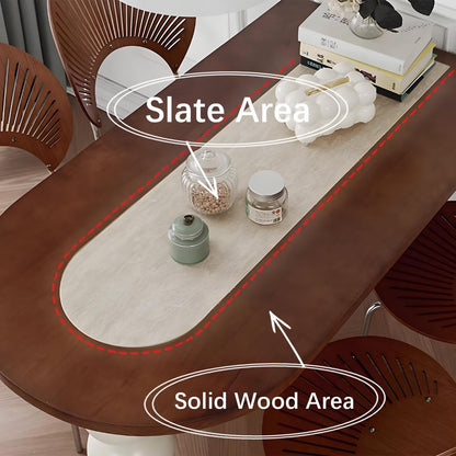 63"-79"Cream Style Oval Dining Table, Retro Design with White Beaded Base