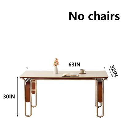 63"-71"Retro Mid-Century Dining Table, Rectangular White Top with Chrome Metal Cantilever Legs
