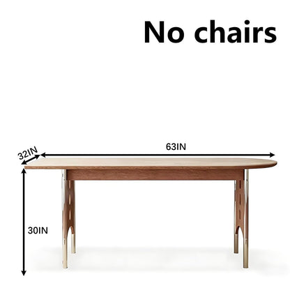 63"-71"Retro Oval Dining Table, White Top with Wood & Chrome Metal Legs