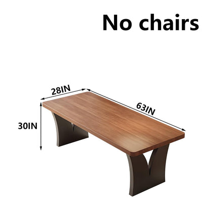 63"-79"Retro Style Wooden Dining Table, Brown Rectangular Kitchen Table with Unique Curved Legs for Dining Room