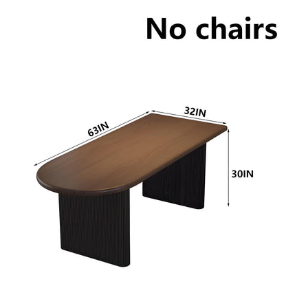 63"-79"Vintage Style Oval Wooden Dining Table, Mid-Century Walnut Kitchen Table for Dining & Living Room Use
