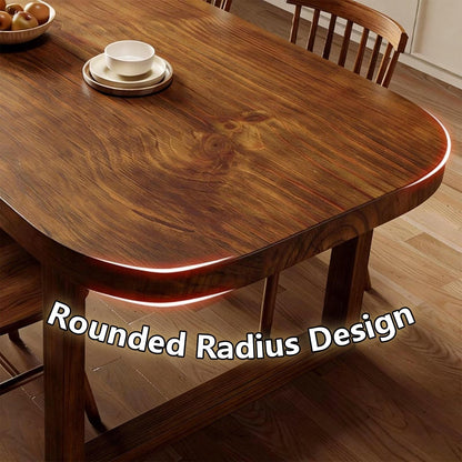 62"-78"Mid-Century Solid Wood Dining Table, Oval Walnut Top with U-Shaped Base