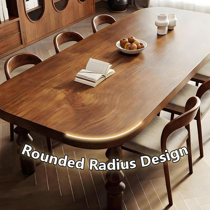 62"-78"Vintage Solid Wood Dining Table, Oval Farmhouse Table with Turned Legs for 6-8
