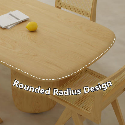 62"-78"Natural Wood Oval Dining Table, Cream Style with Sturdy Base for Dining Room