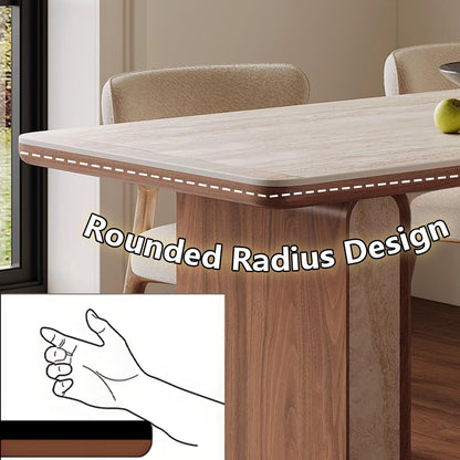 62"-70"Modern Walnut & Stone Top Dining Table, Rectangular Table for 6, Home & Kitchen