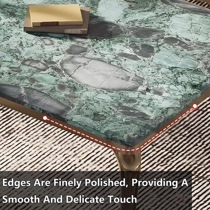 63"-79"Modern Green Marble Dining Table with Gold Frame for Contemporary Dining Room