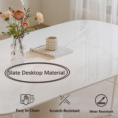 63"-71"Modern Cream Dining Table, White Marble Sintered Stone Top with Single Pedestal Base